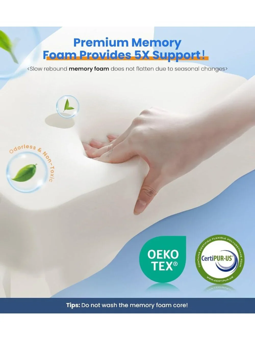 〽️Cooling Pillow Neck Support Adjustable Cervical Contour Memory Foam Bed New